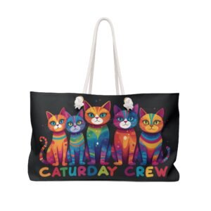 Weekender Bag - Colorful Funky Cats - Caturday Crew - Perfect for Spring and Summer - Tote
