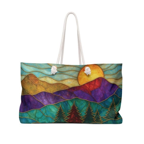 Weekender Bag - Tote - Stained Glass Mountain Scene - Sun and Trees 2 4873991079443937758 2048