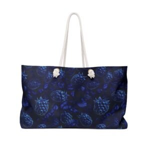 Weekender Bag - Black and Blue Blackberry Fruit Pattern - Perfect for Spring and Summer - Tote