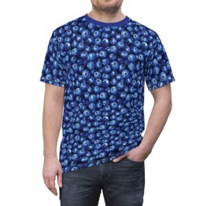 Unisex Cut & Sew Tee – Fresh Blue Blueberries Pattern - Fun & Vibrant Summer Style