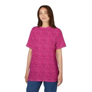 Unisex Cut & Sew Tee – Fresh Pink Grapefruit Slices Pattern - Fun & Vibrant Summer Style
