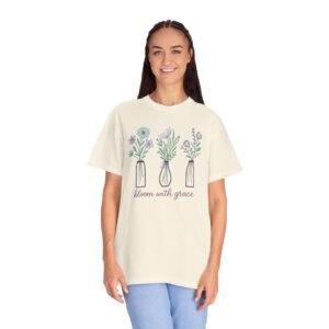 Unisex Garment-Dyed T-shirt - Comfort Colors 1717 - Bloom with Grace - Flower Vases - Purple Edition