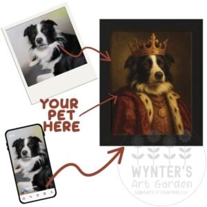 Custom Pet Portrait of your dog, cat, bunny or other pet in a Renaissance style royal portrait from WyntersArtGarden.com